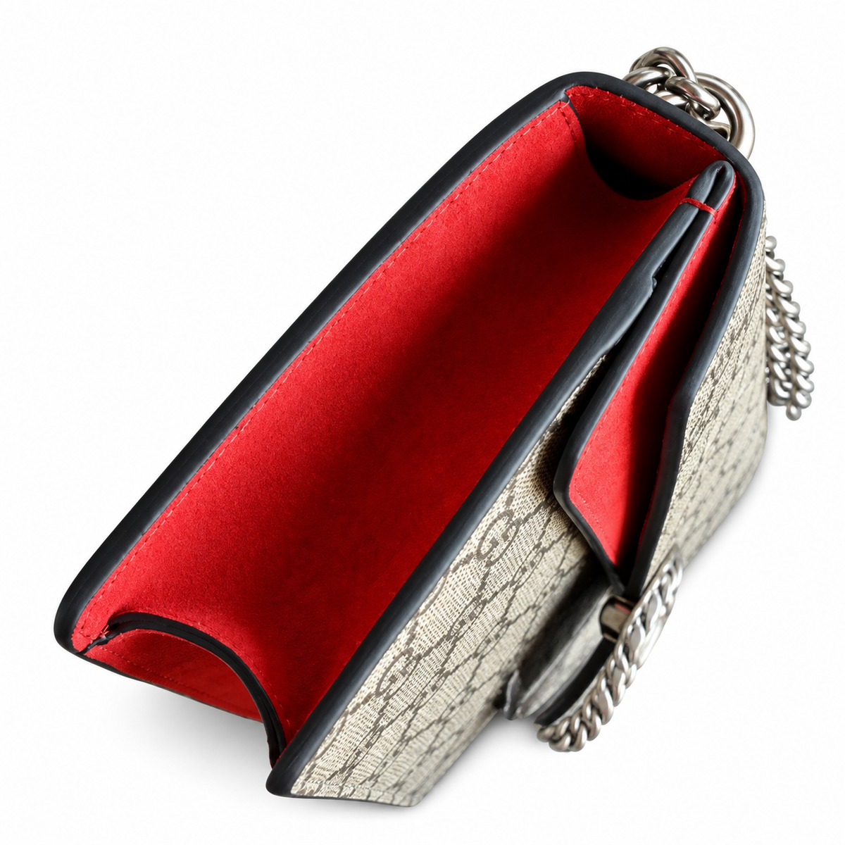 Gucci Dionysus Small Bag in GG Supreme Canvas with Red Suede Flap