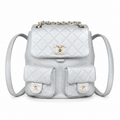 Chanel Duma Iridescent Caviar Backpack | CC Turn-Lock Gold Chain Silver — 20.5x20cm