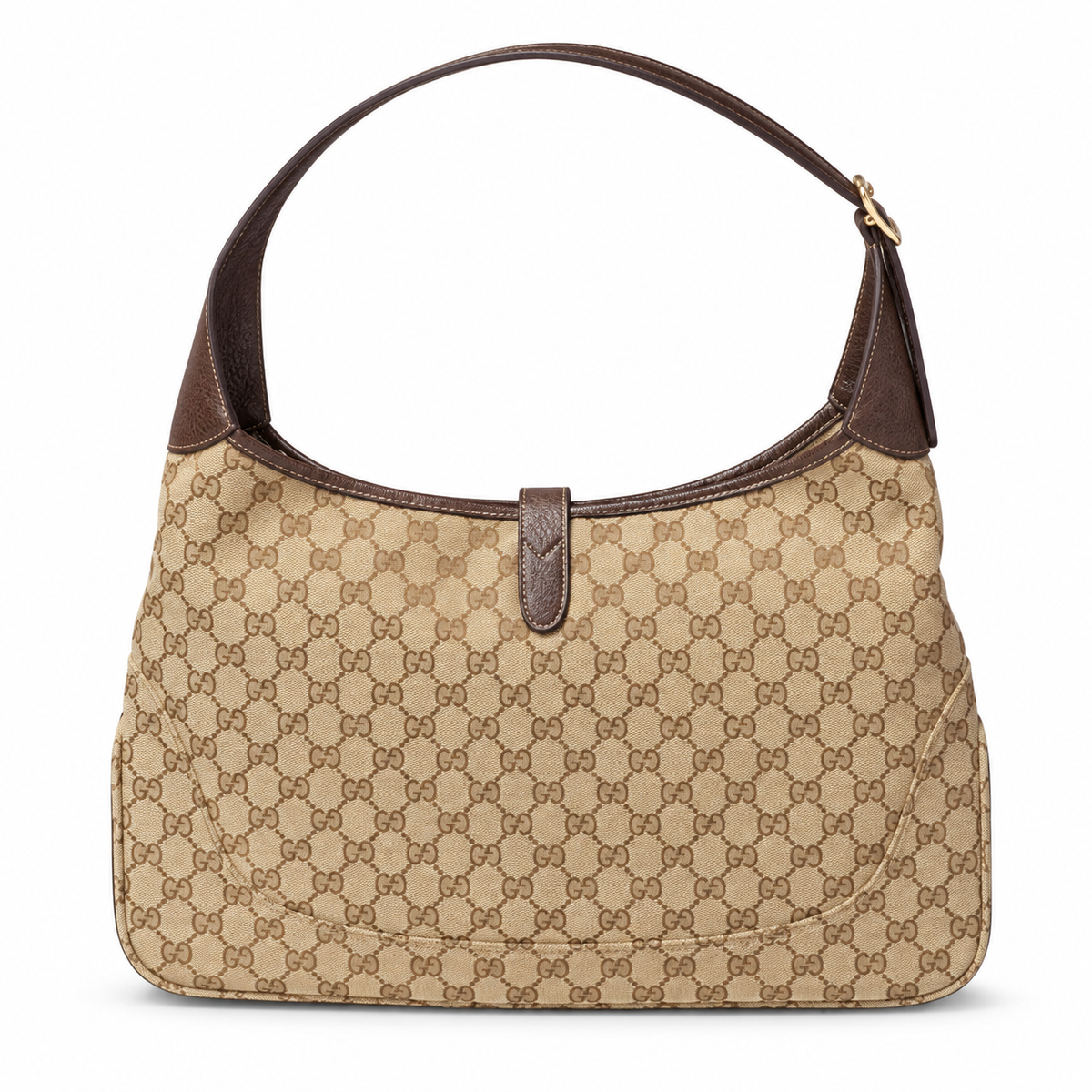 Gucci Jackie O Hobo in Beige GG Original Canvas with Dark Brown Leather Trim