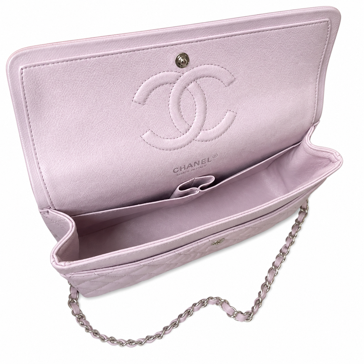 Chanel Classic Quilted Flap Bag | CC Turn-Lock Gold Chain Diamond Quilted — 15.5x25.5cm