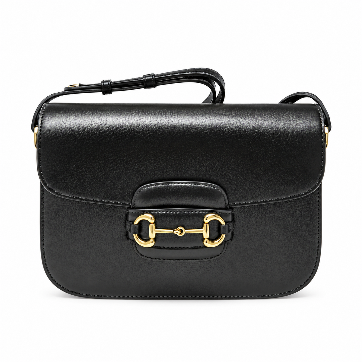 Gucci Horsebit 1955 Small Flap Bag in Black Saffiano Leather