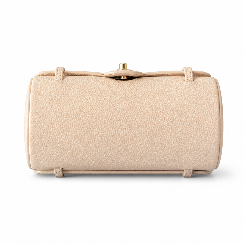 Chanel Beige Caviar Cylindrical Shoulder Bag | Twin Flat Strap — 20cm