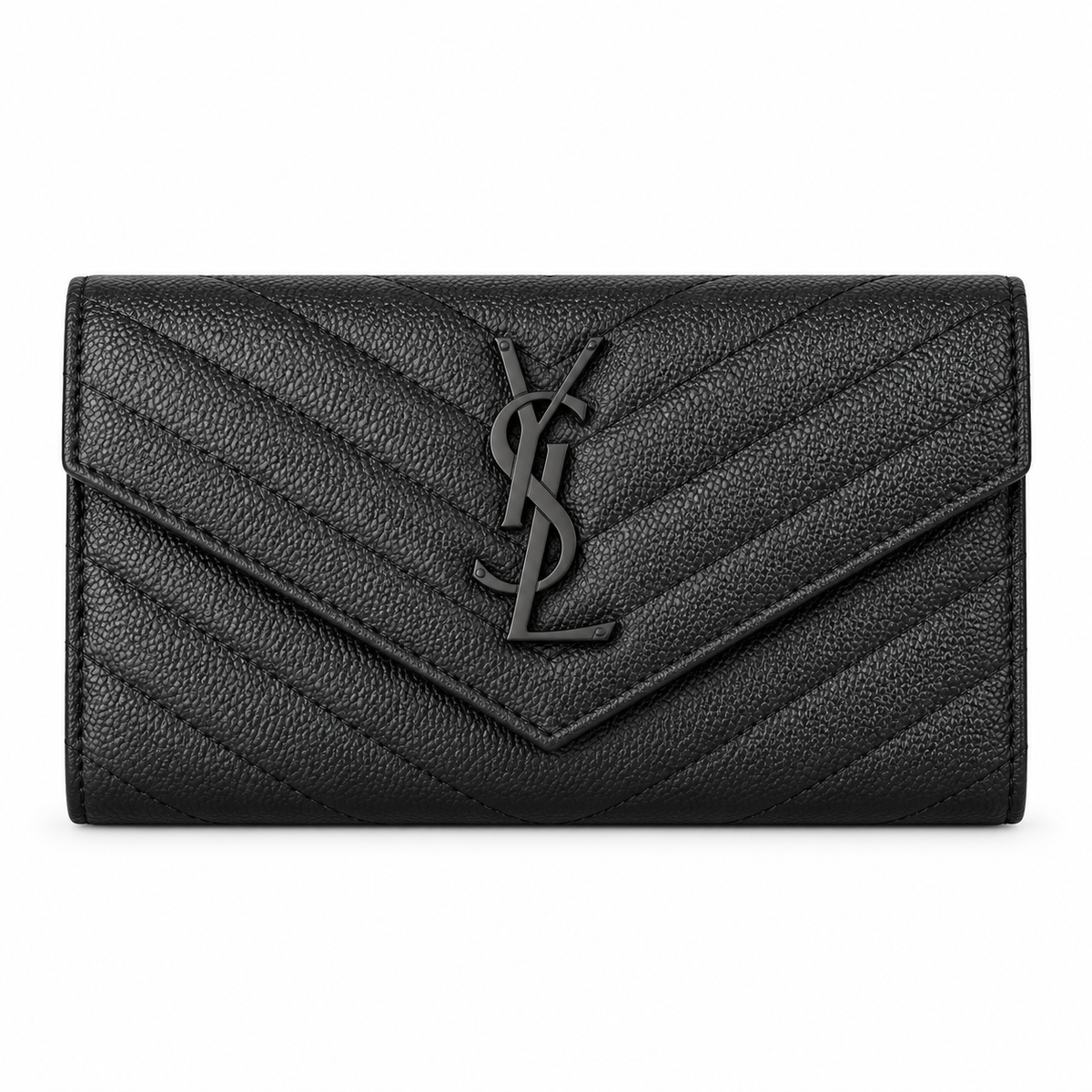 YSL Saint Laurent Monogram Large Flap Wallet Black