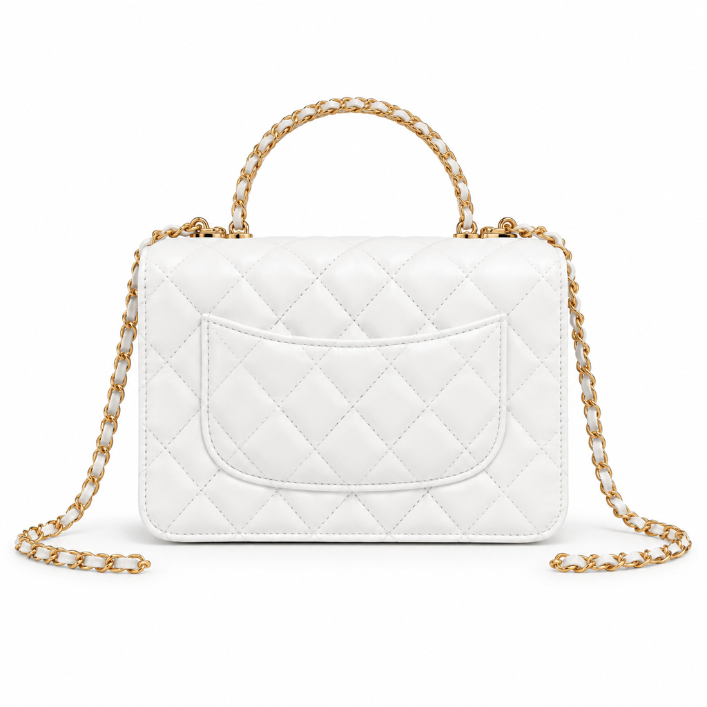 Chanel Ivory Quilted Top-Handle Chain Crossbody Bag