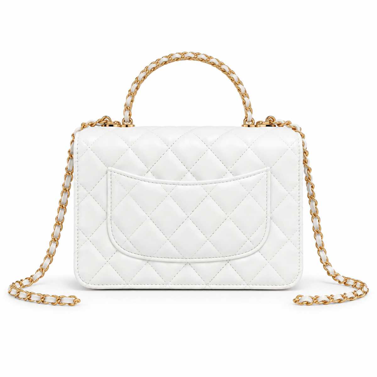 Chanel Ivory Quilted Top-Handle Chain Crossbody Bag