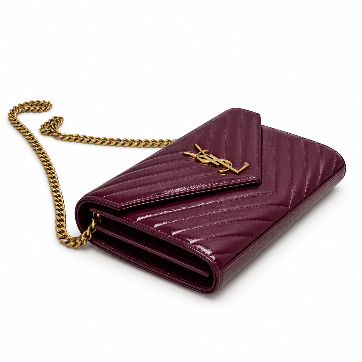 YSL Cassandre Chain Wallet Bag – Burgundy