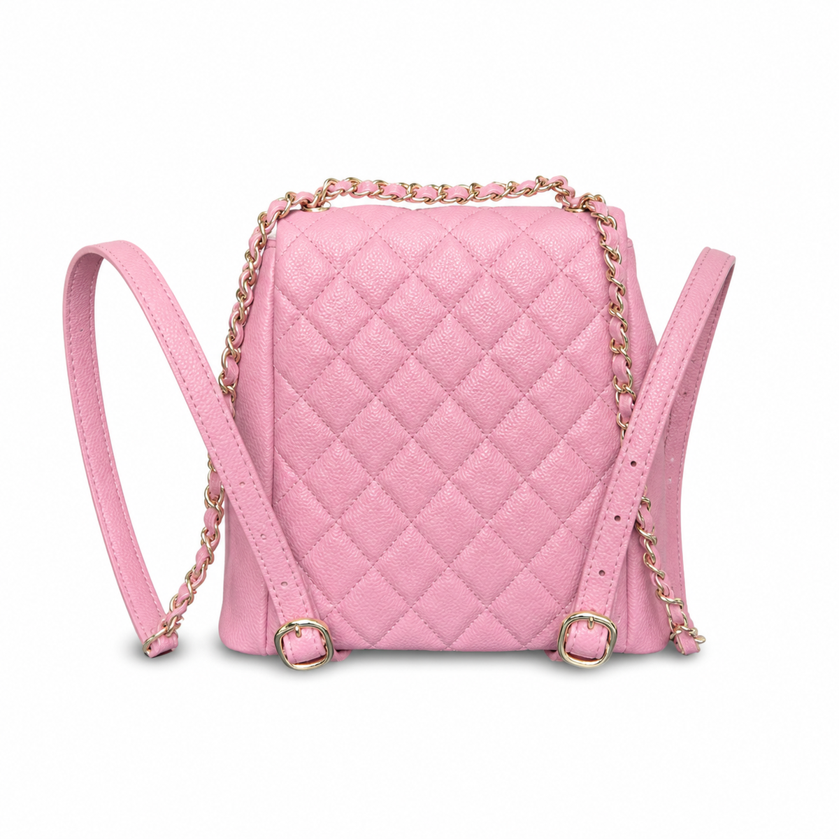 Chanel Duma Caviar Backpack | CC Turn-Lock Silver Chain Orchid Pink — 20.5x20cm