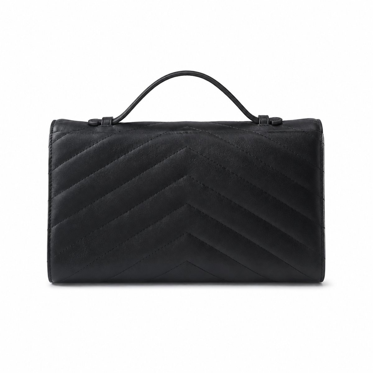 Chanel Black Chevron-Quilted Lambskin Envelope Bag | Gold CC & Deep Red Interior