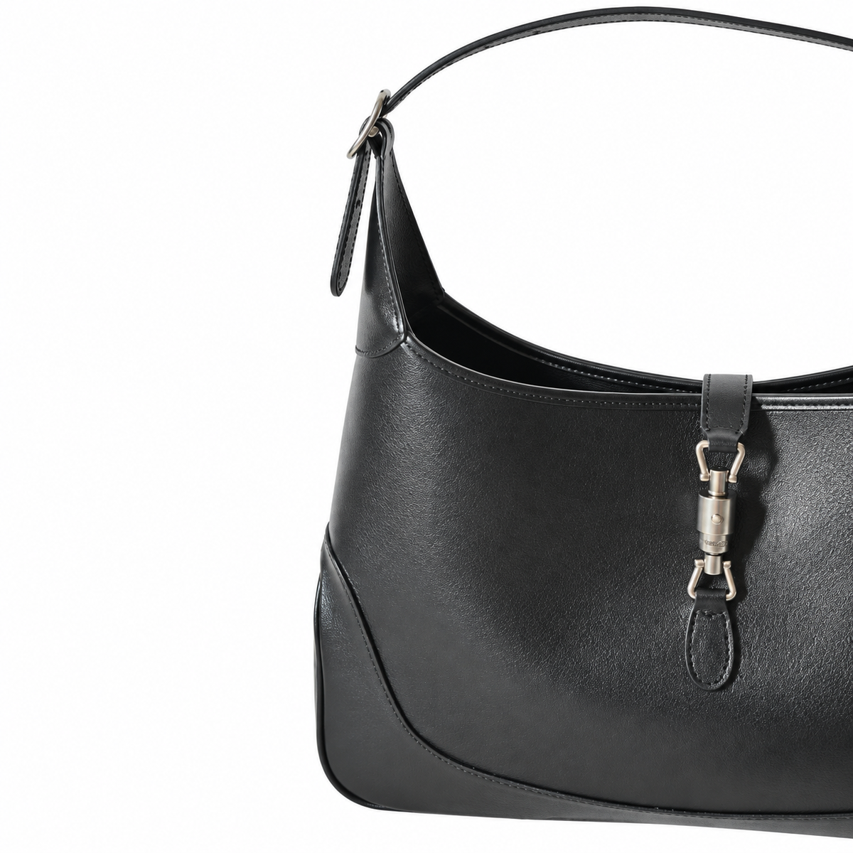 Gucci Jackie 1961 Large Hobo in Black Polished Leather with Silver Hardware