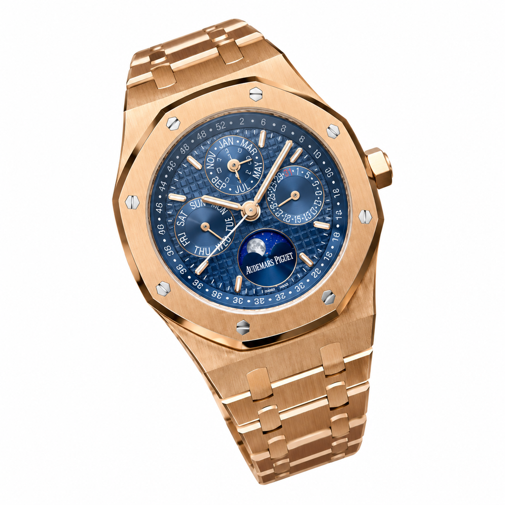 Audemars Piguet Royal Oak Perpetual Calendar Moon Phase Rose Gold Blue