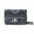 Chanel Charcoal Sequin Flap Bag | Crystal Tennis Chain Strap & Silver Snap Closure