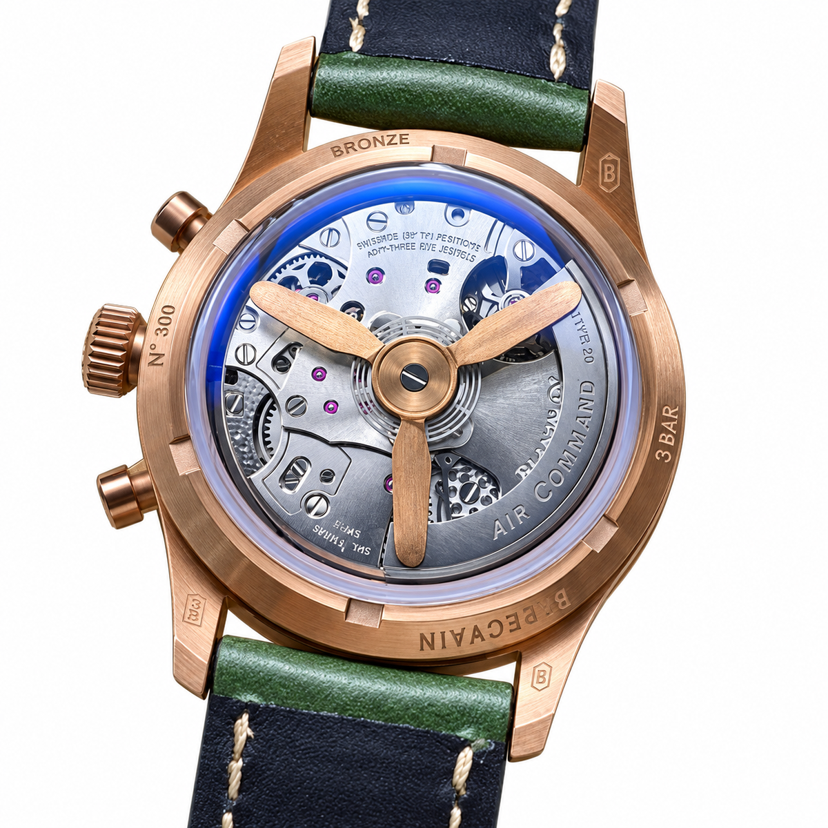 Blancpain Air Command Flyback Chronograph Rose Gold Green Watch