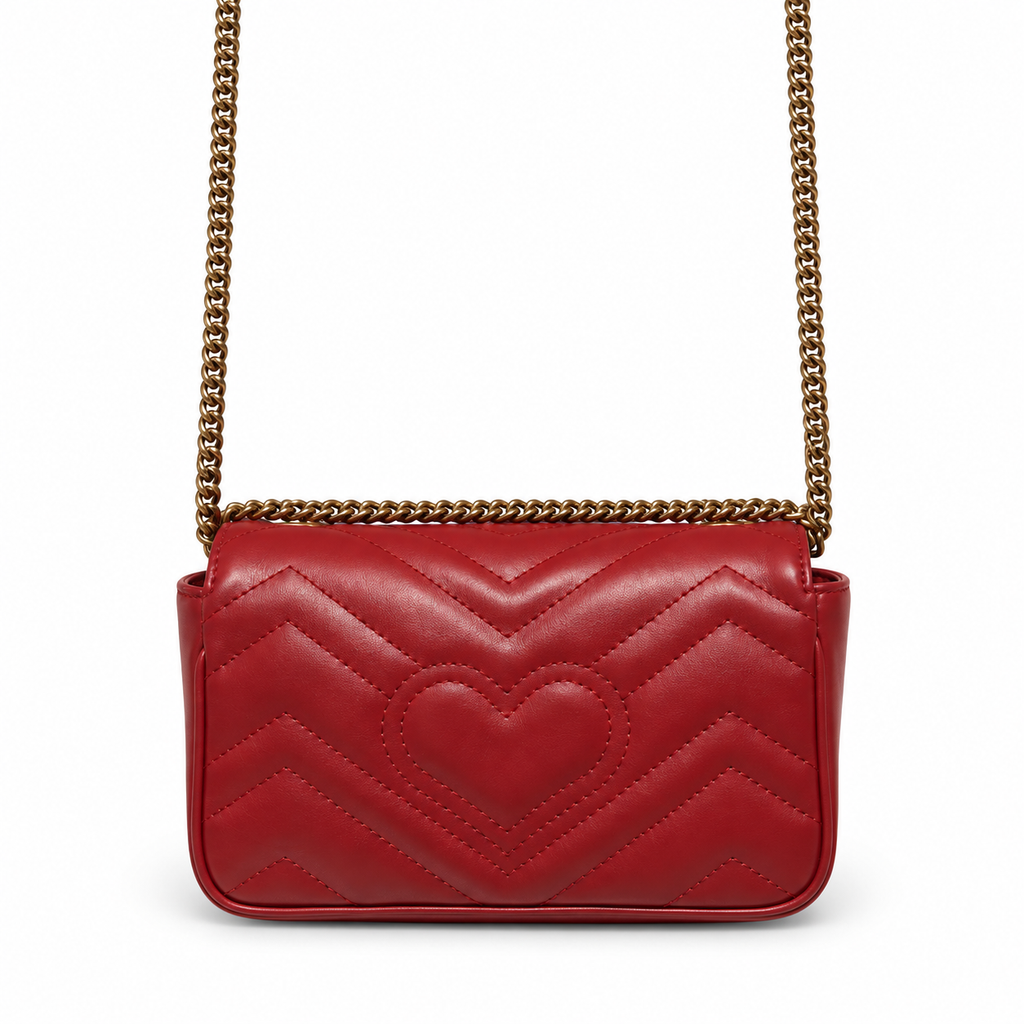 Gucci GG Marmont Super Mini Flap Bag in Hibiscus Red Matelassé
