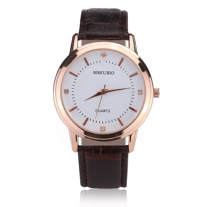 Women's Classic Round Watch – Silver Roman Numeral Brown Leather