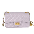 Lilac Quilted Chain Flap Bag 23cm